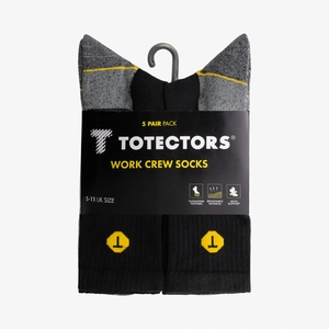 Totectors Work Crew Socks Black/Grey (Pack 5)