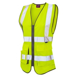 Leo LYNMOUTH Superior Ladies Executive Waistcoat High Visibility Yellow