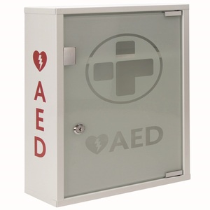 AED Alarmed Metal Cabinet with Shelf White/Glass/Alarmed