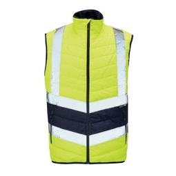 KeepSAFE High Visibility Two-Tone Puffer Bodywarmer Yellow/Navy